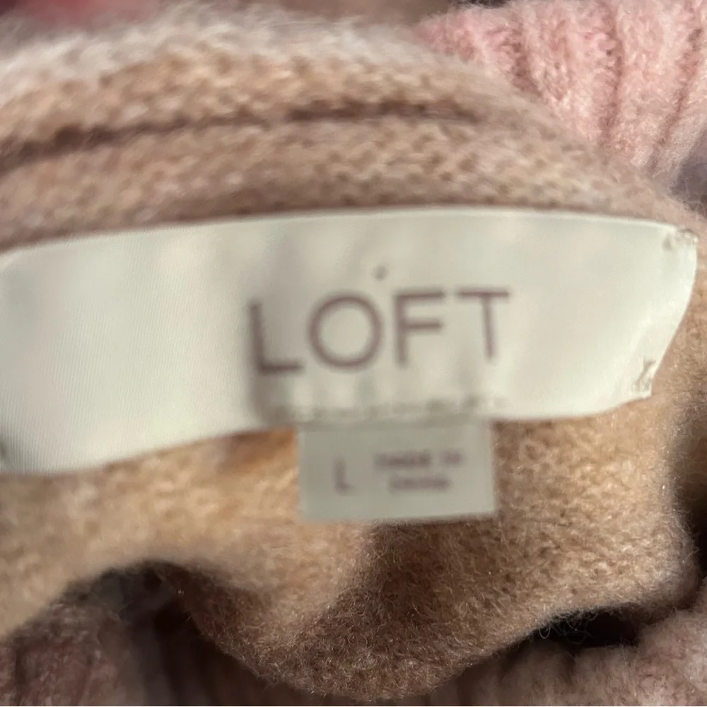 LOFT Striped Ombre Cowl Neck Oversized Dolman Sweater Size L - Picture 5 of 6